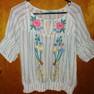Karlie Boho Embroidered Top Size Large